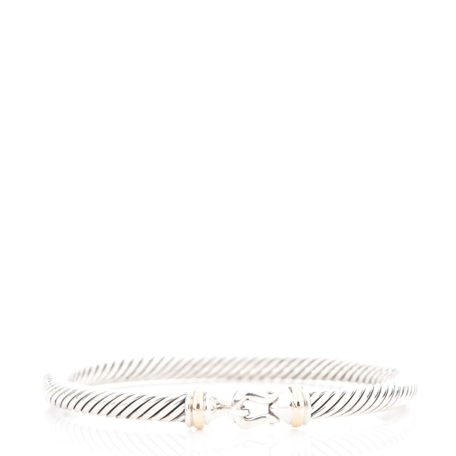 David Yurman Sterling Silver 18K Yellow Gold 5mm Cable Classic Buckle Bracelet 1 of 4