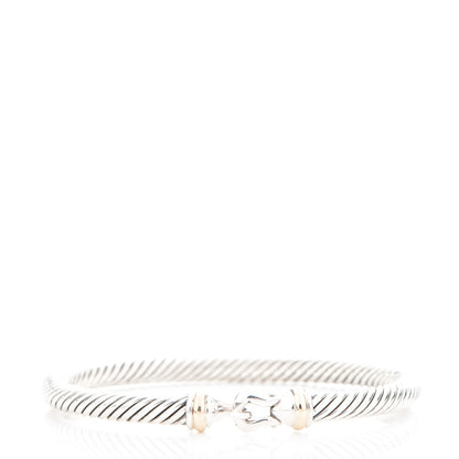 David Yurman Sterling Silver 18K Yellow Gold 5mm Cable Classic Buckle Bracelet 1 of 4