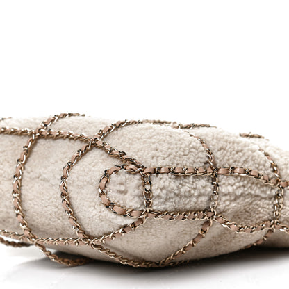 Chanel Shearling Small Shopping Chain Bag Beige 9 of 10