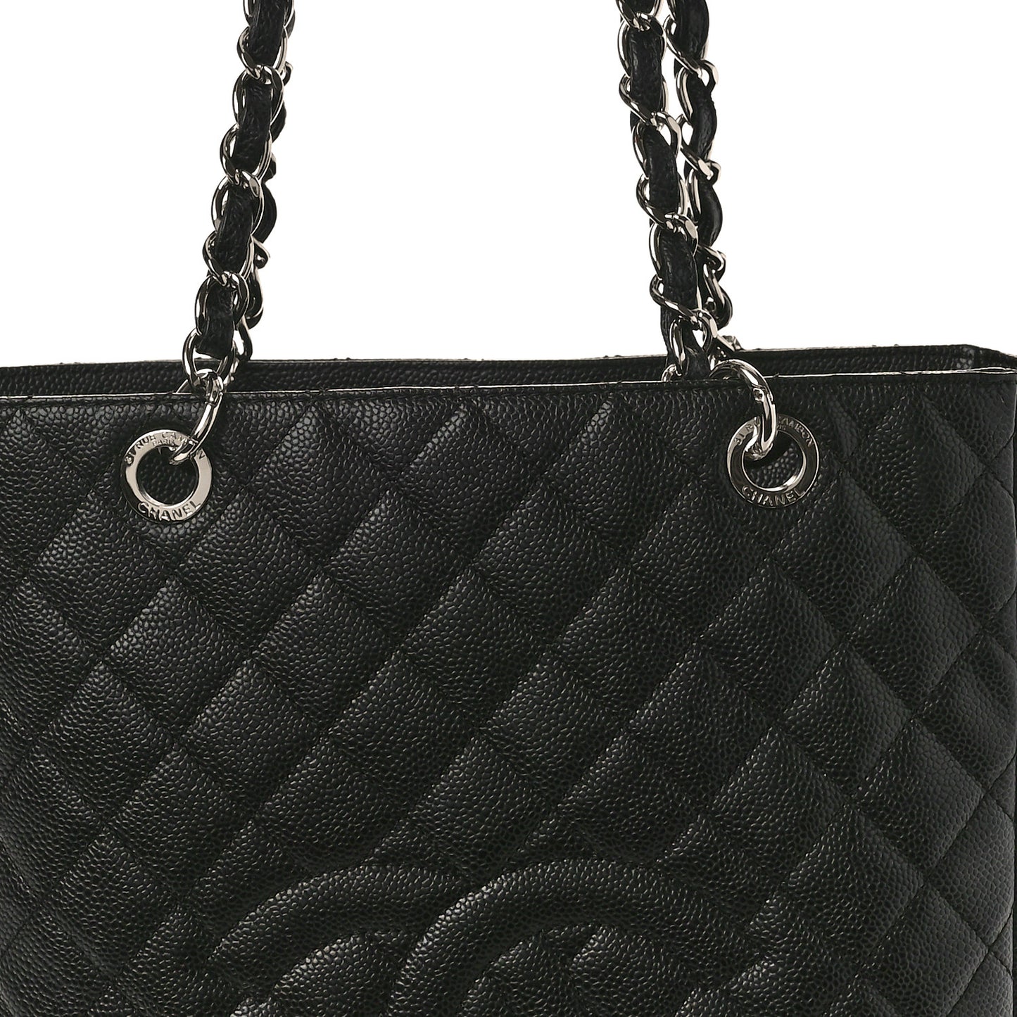 Caviar Quilted Petit Shopping Tote PST Black