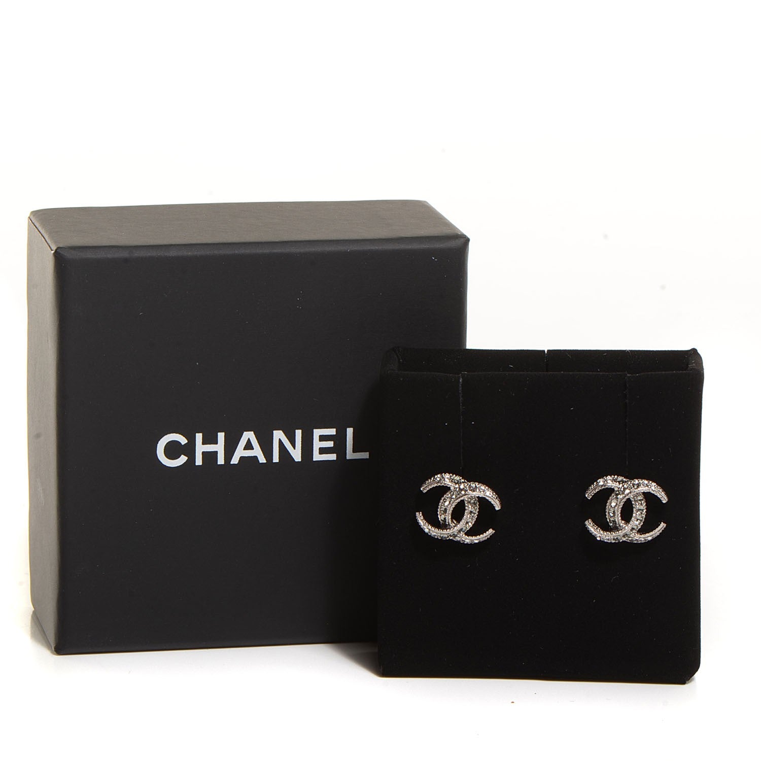 Chanel Crystal Moon CC Earrings Silver 5 of 5