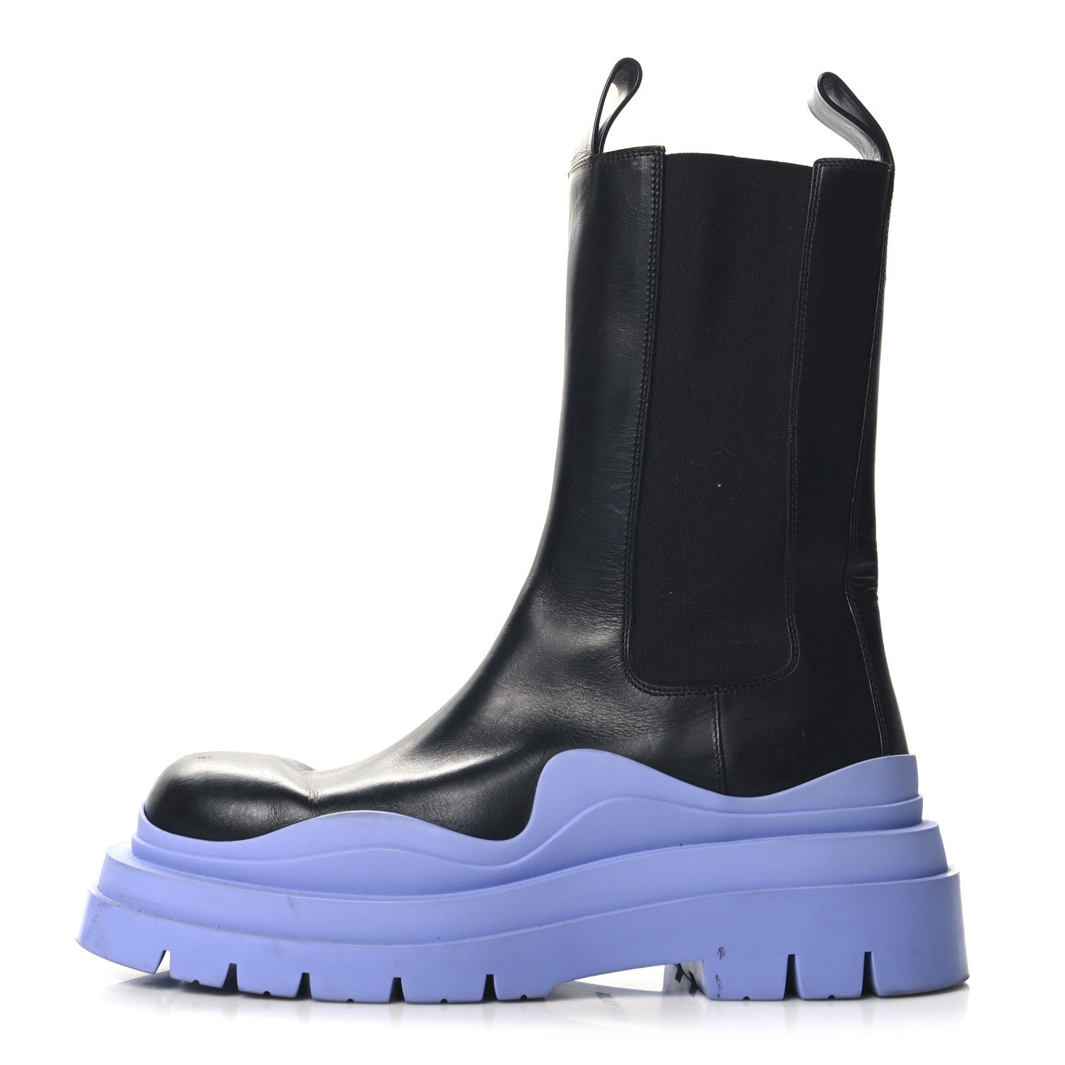 Bottega Veneta Calfskin The Tire Chelsea Boots 40 Black Periwinkle 1 of 8