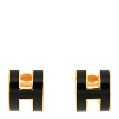 Hermes Gold Lacquered Pop H Earrings Black 1 of 6