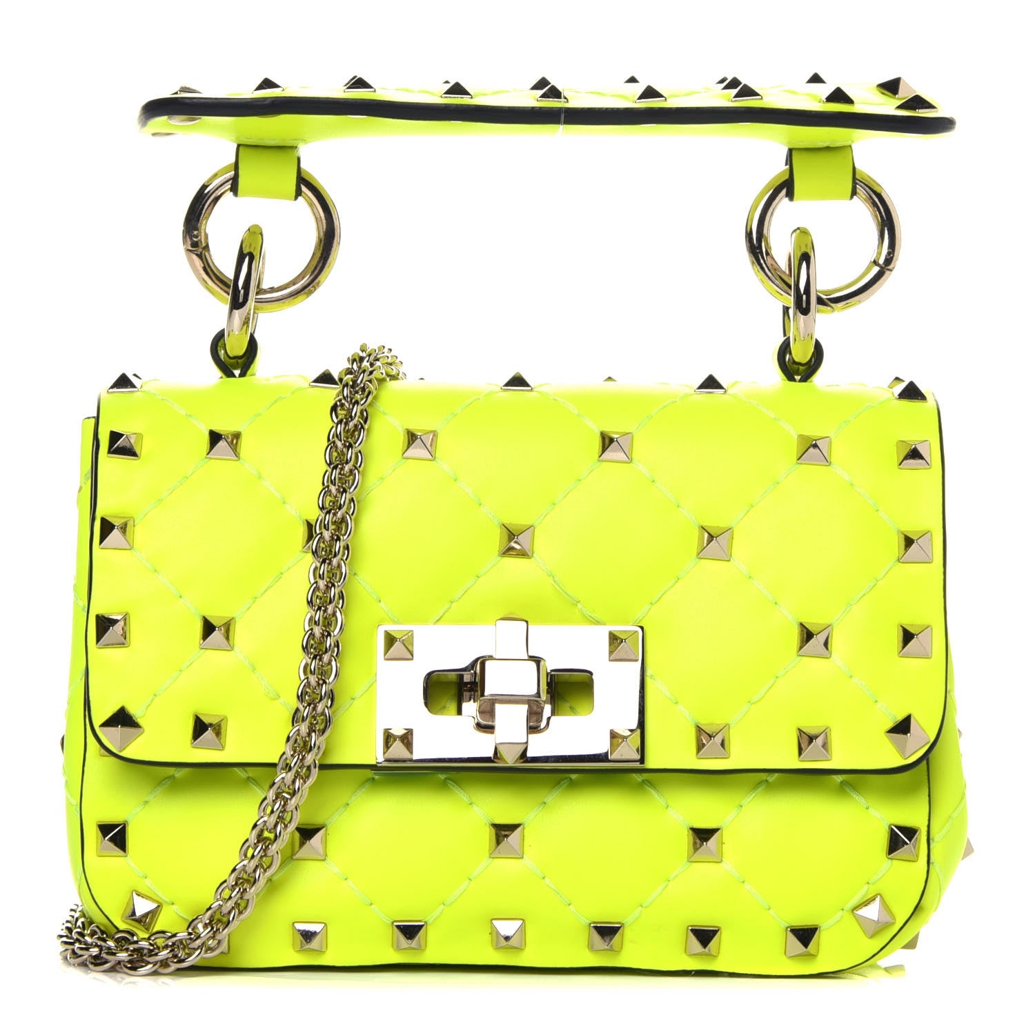 Valentino Garavani Calfskin Micro Rockstud Spike Shoulder Bag Lime 1 of 8