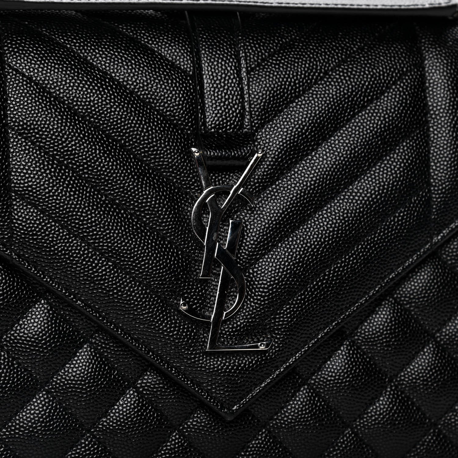 Saint Laurent Grain De Poudre Textured Mixed Matelasse Triquilt Medium Monogram Satchel Black 8 of 11