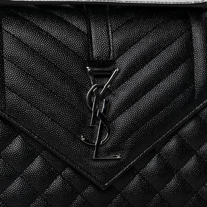 Saint Laurent Grain De Poudre Textured Mixed Matelasse Triquilt Medium Monogram Satchel Black 8 of 11