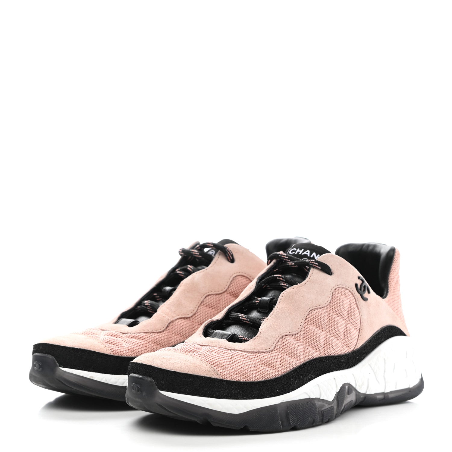 Chanel Mesh Suede Calfskin Quilted Sneakers 41 Black Pink 3 of 16