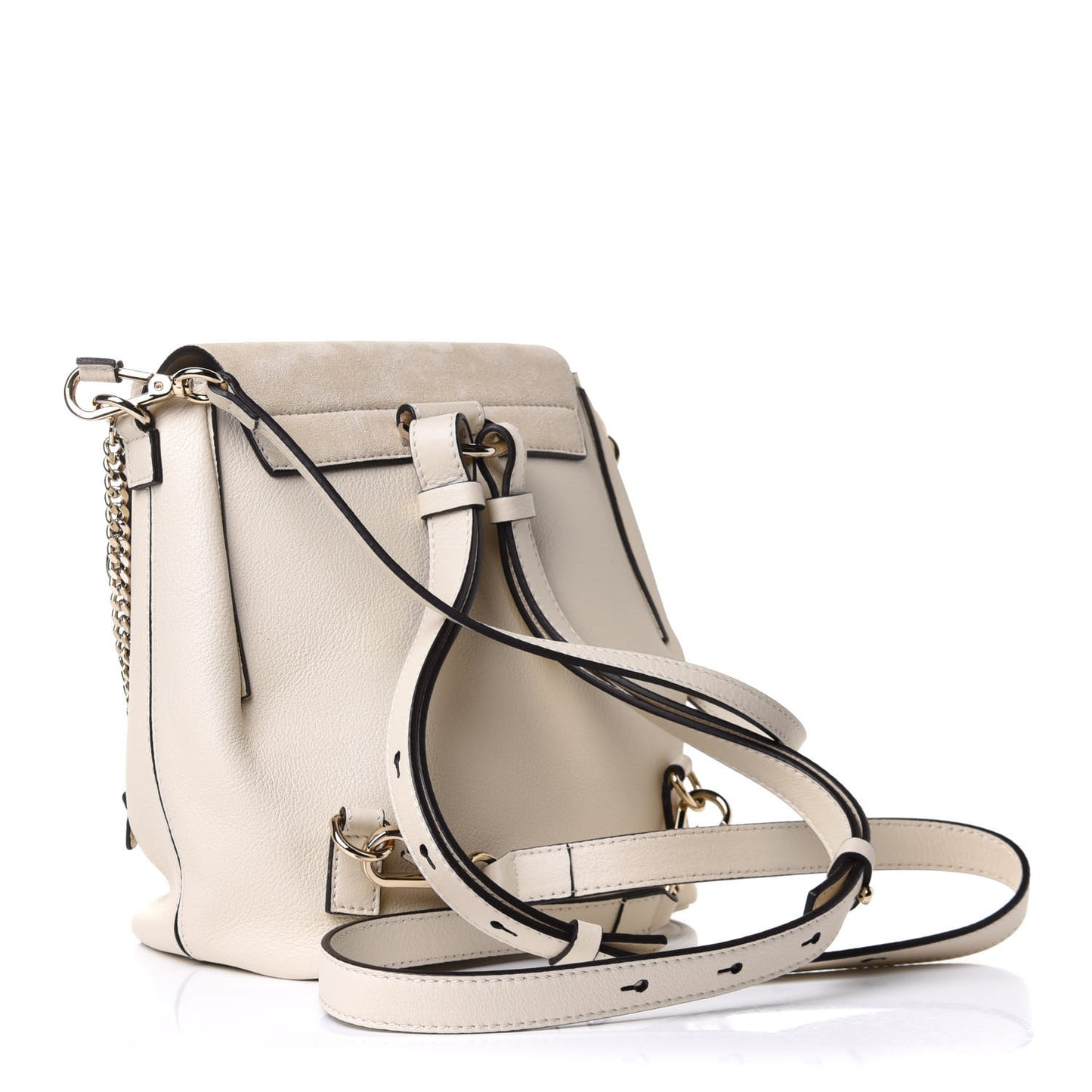 Suede Calfskin Small Faye Backpack Off White