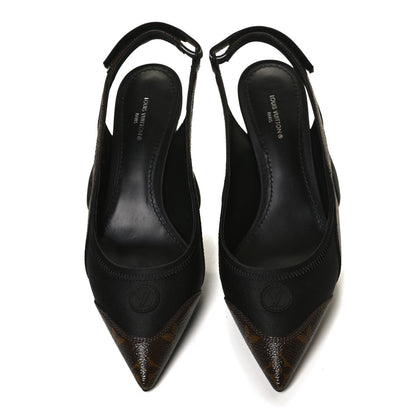 Louis Vuitton Patent Monogram Archlight Slingback Pumps 37 Black 5 of 13