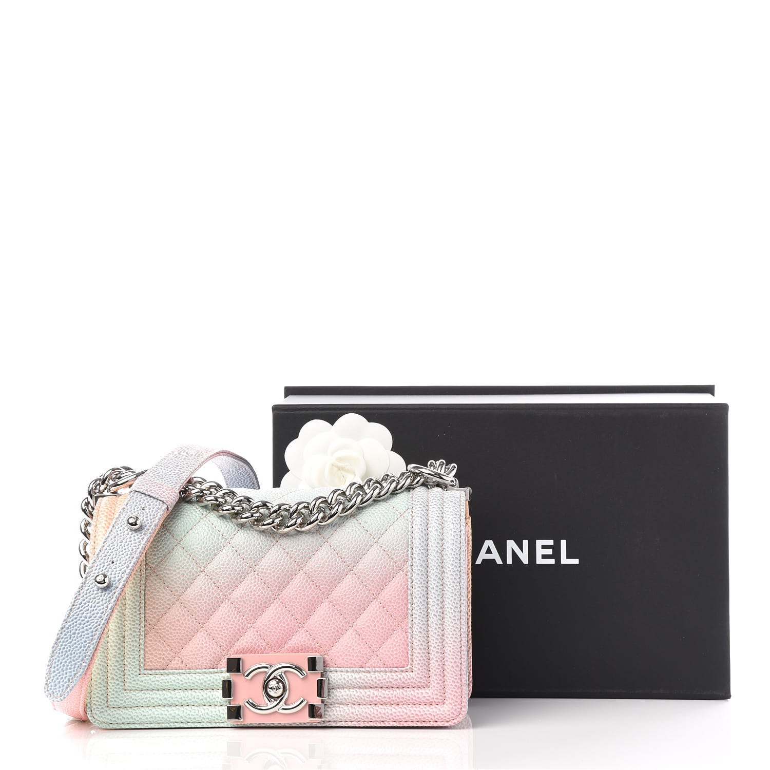 Chanel Caviar Quilted Small Cuba Rainbow Boy Flap Multicolor 10 of 10