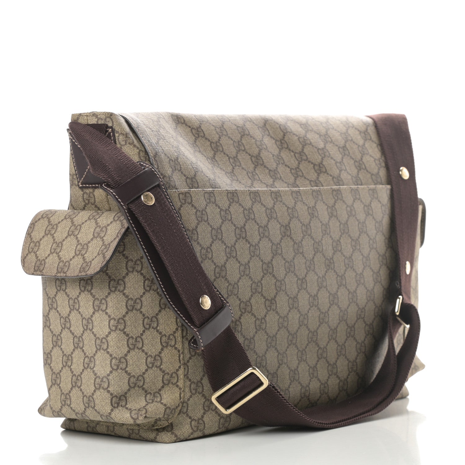 Gucci GG Plus Monogram Messenger Diaper Bag Dark Brown 4 of 16