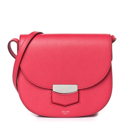 Celine Grained Calfskin Small Trotteur Dark Pink 1 of 10