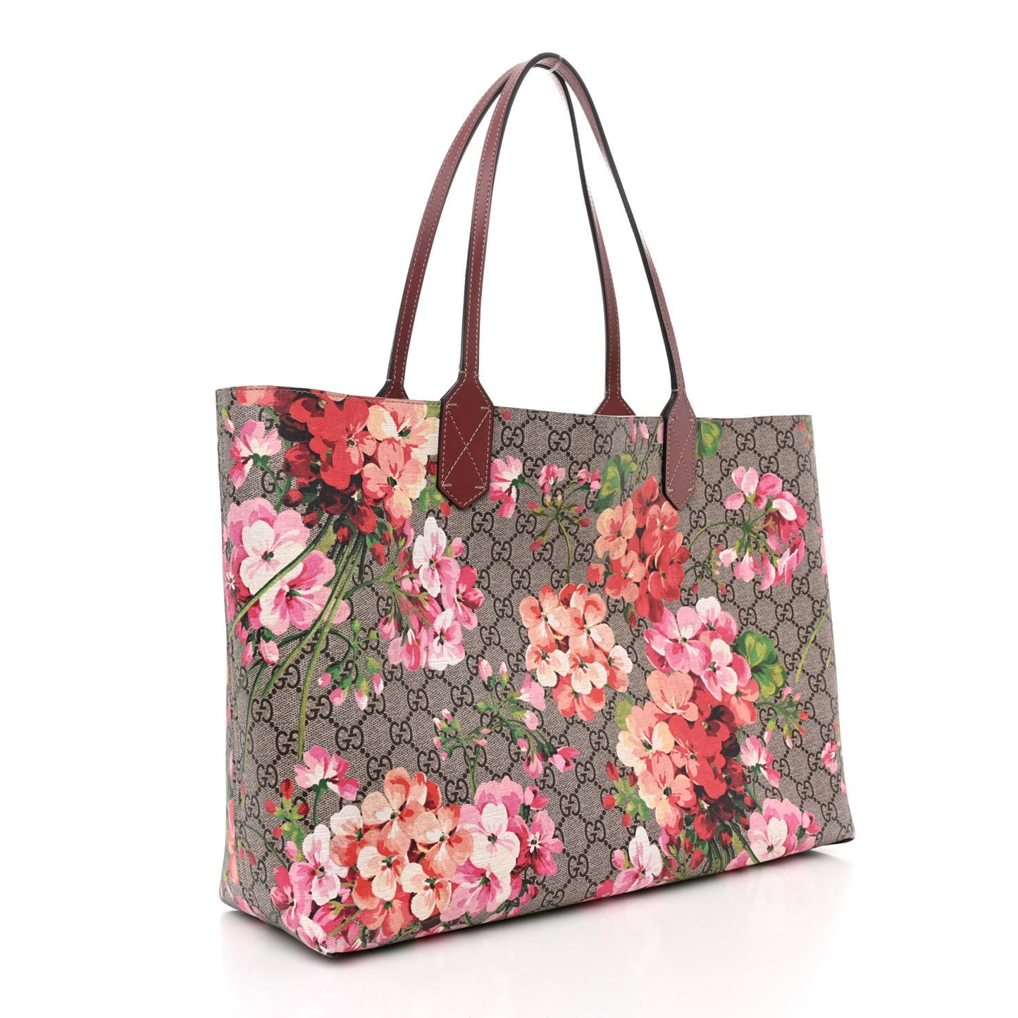 GG Supreme Monogram Blooms Medium Reversible Tote Beige Multicolor Dry Rose