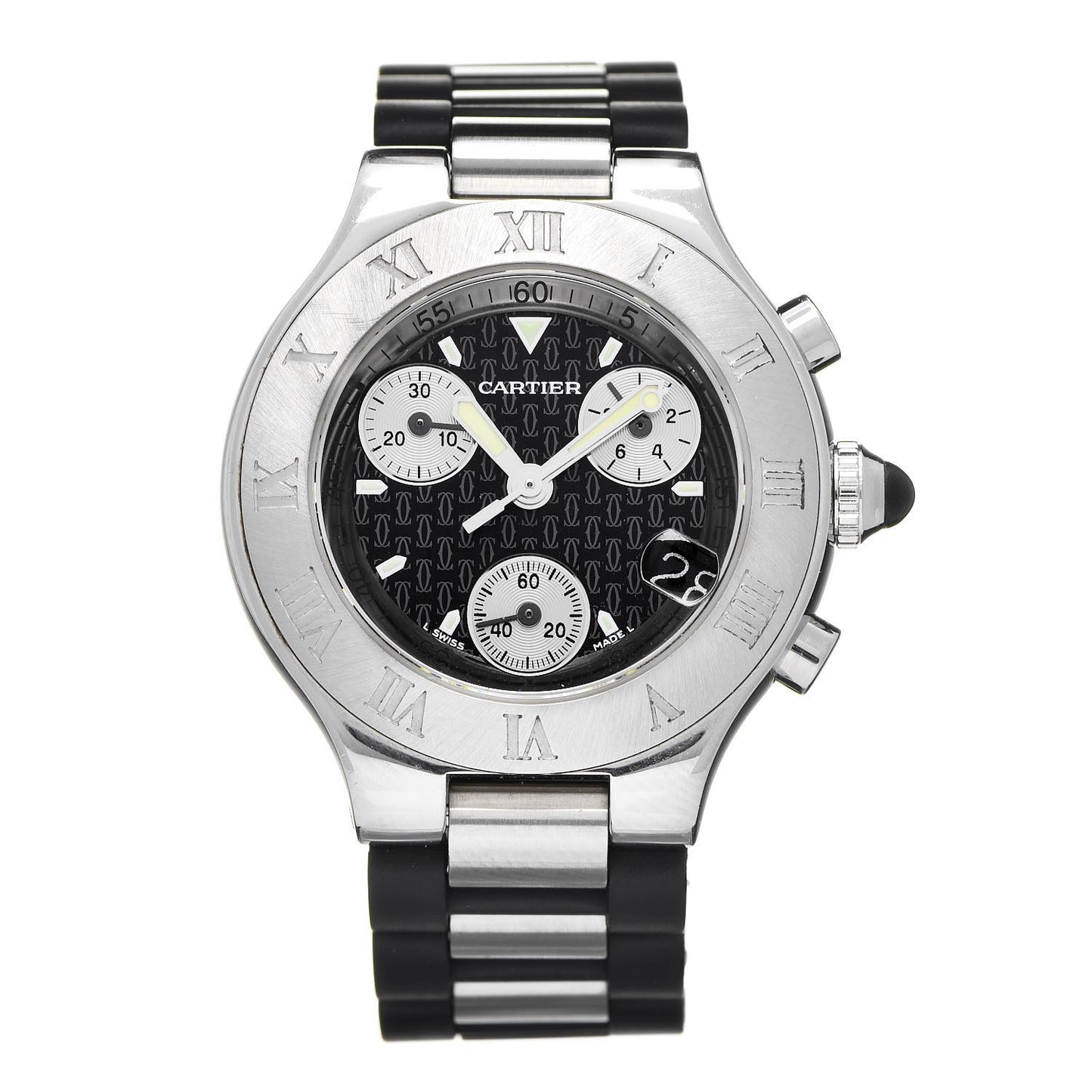 Stainless Steel Rubber 32mm Must 21 Chronoscaph Quartz Watch Black