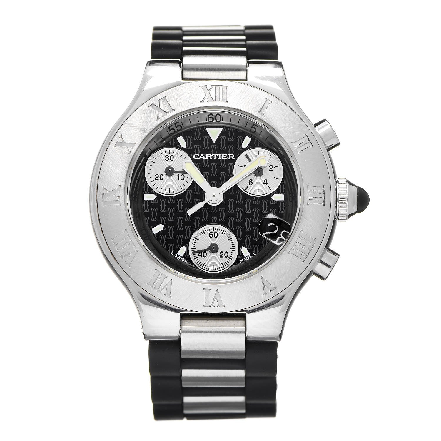 Cartier Stainless Steel Rubber 32mm Must 21 Chronoscaph Quartz Watch Black 1 of 6