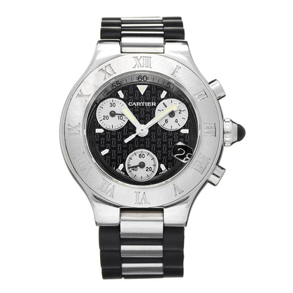 Cartier Stainless Steel Rubber 32mm Must 21 Chronoscaph Quartz Watch Black 1 of 6
