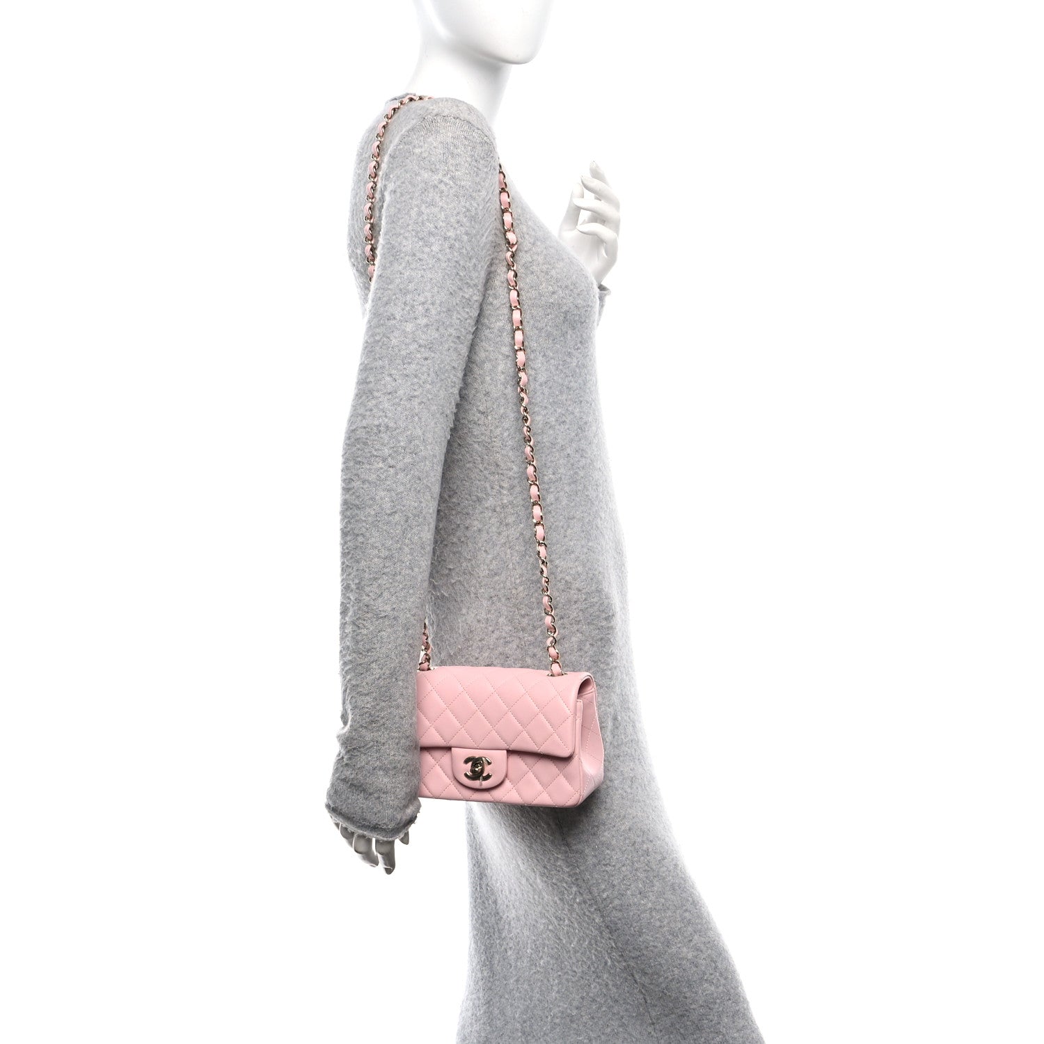 Chanel Lambskin Quilted Mini Rectangular Flap Pink 2 of 10