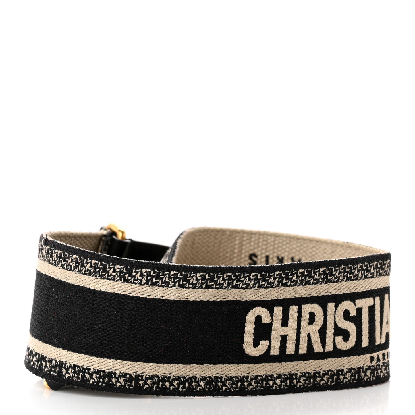 Canvas Embroidered Adjustable Shoulder Strap Black Beige