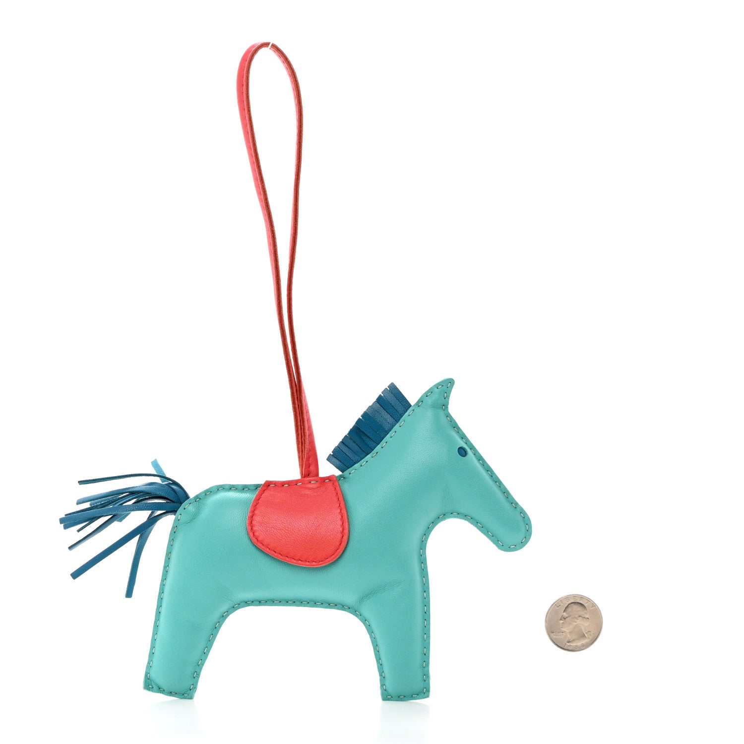 Hermes Milo Lambskin Grigri Rodeo Horse Bag Charm GM Lagon Bleu Izmir Bougainvillea 2 of 4