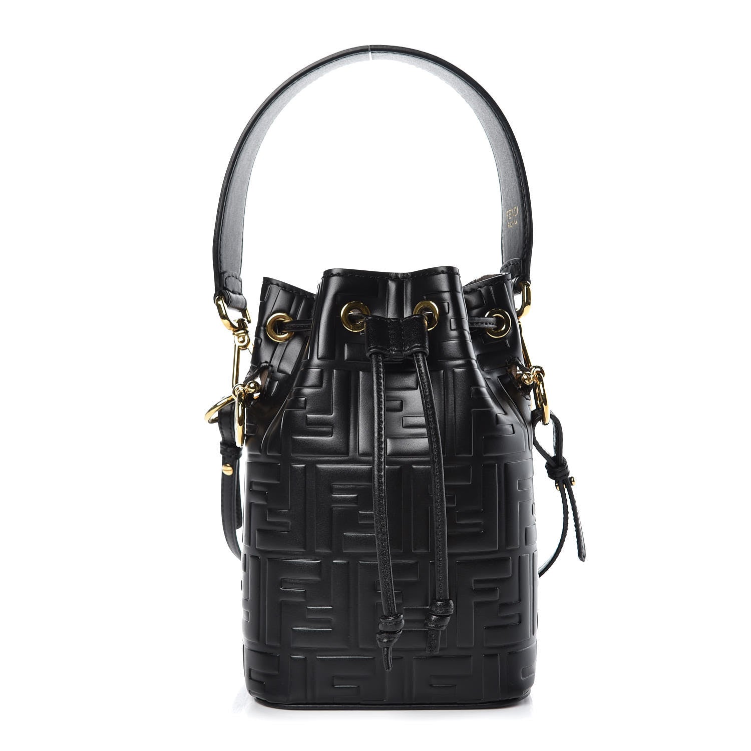 Fendi Vitello Liberty F is Fendi FF 1974 Embossed Mini Mon Tresor Bucket Bag Black 1 of 9