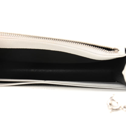 Saint Laurent Grain De Poudre Matelasse Chevron Monogram Envelope Chain Wallet Optical White 5 of 9