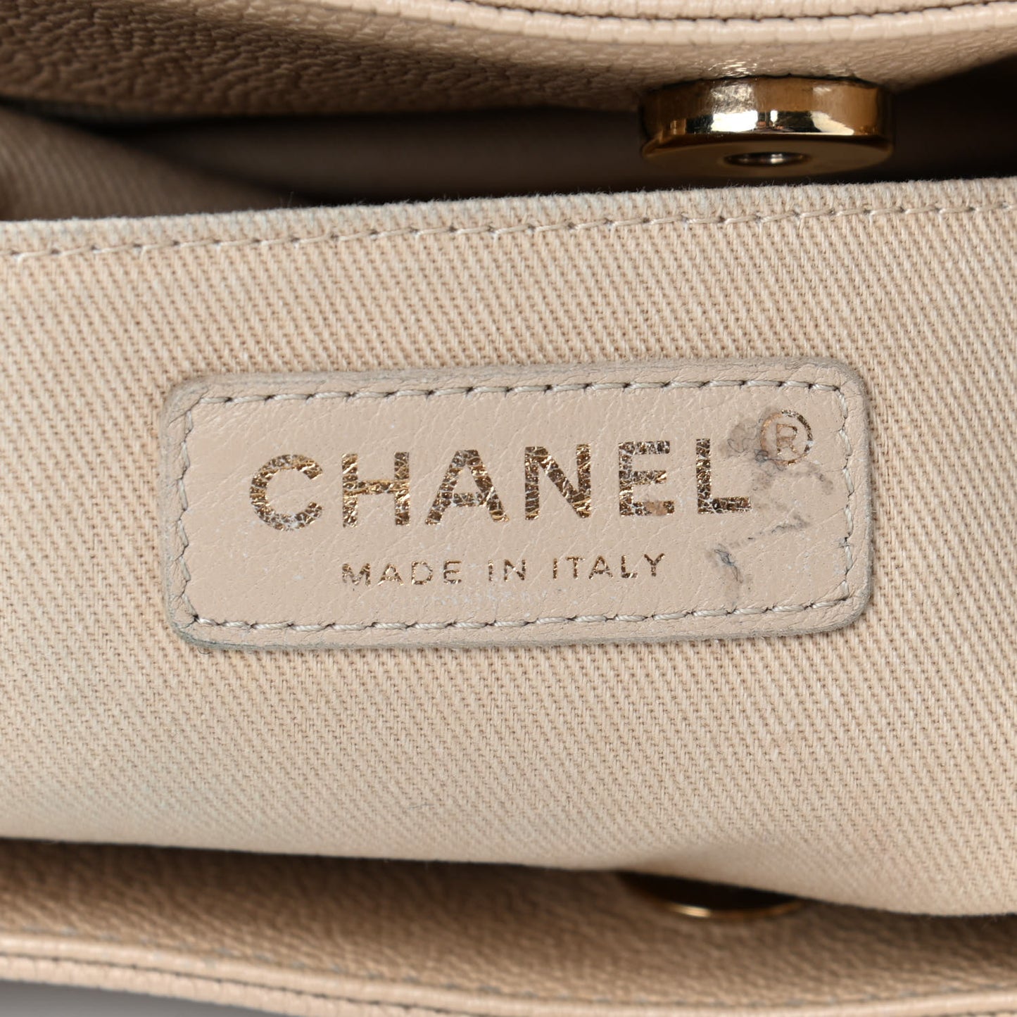 Caviar Stitched Shopping Tote Beige