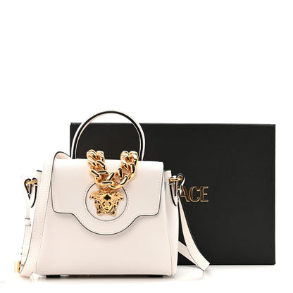 Versace Grained Calfskin Small La Medusa Top Handle Bag Optical White 12 of 12