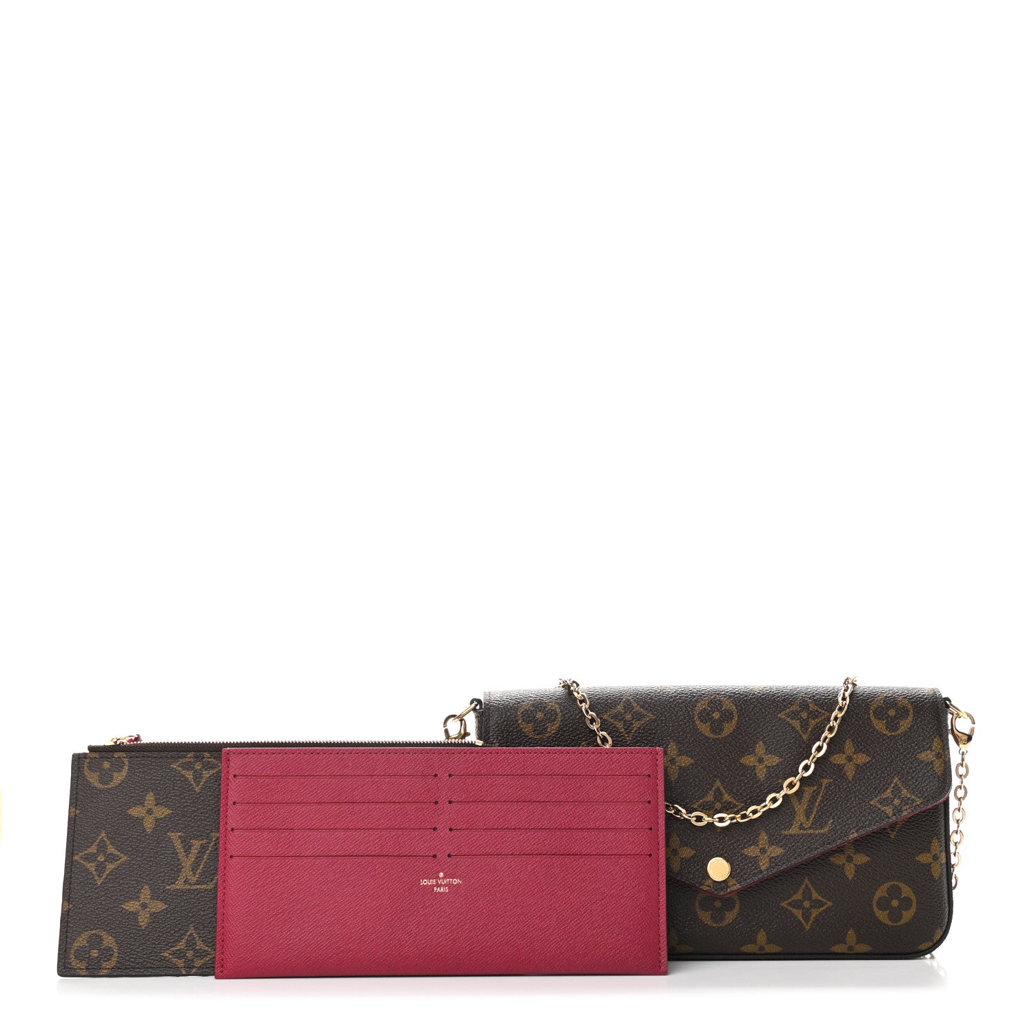 Louis Vuitton Monogram Pochette Felicie Chain Wallet Fuchsia 1 of 11