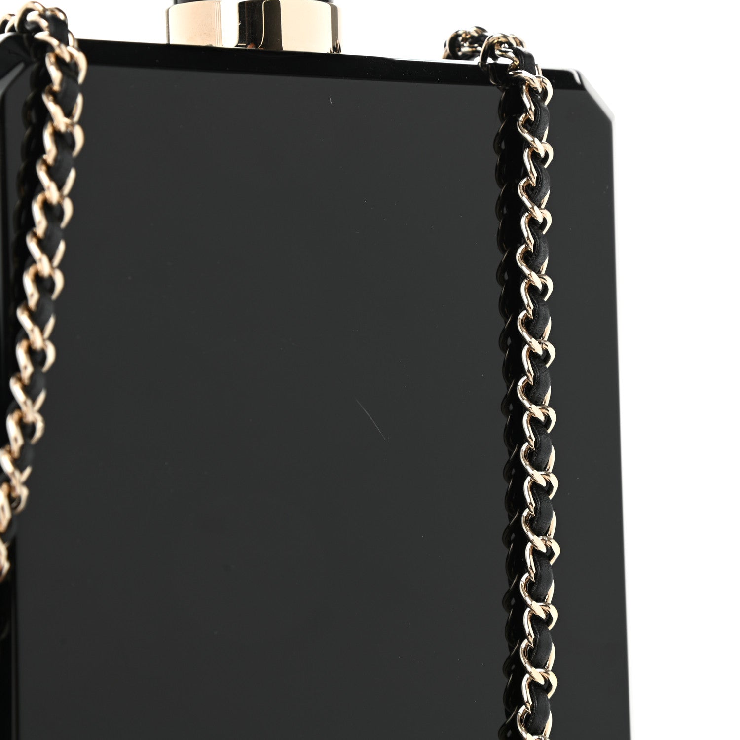 Chanel Plexiglass Perfume Bottle Clutch Black Gold 13 of 13