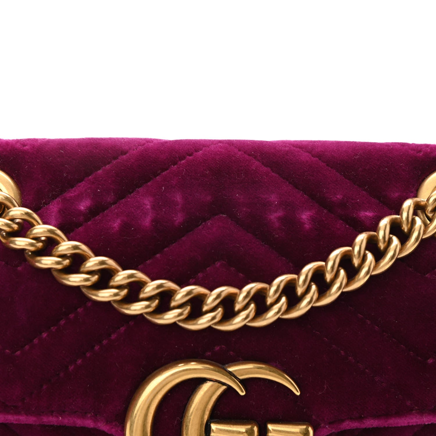 Gucci Velvet Matelasse Mini GG Marmont Shoulder Bag Fuchsia Violet Cyclamen 9 of 11