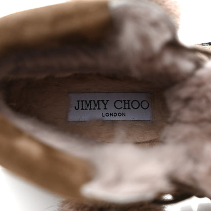 Jimmy Choo Suede Rabbit Fur Pom Pom Elba Flat Boots 39 Mink 8 of 8