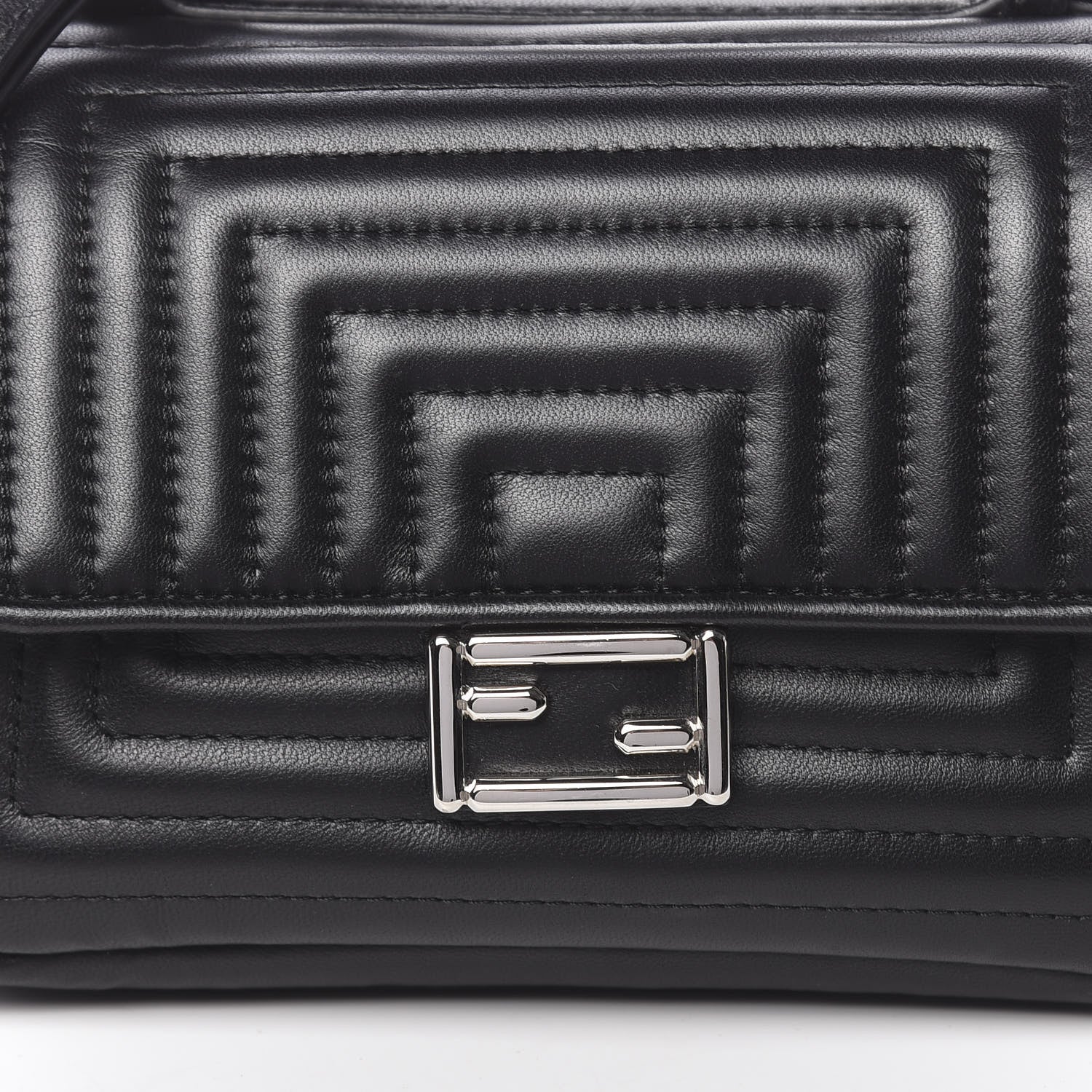 Fendi Shiny Nappa Trapuntata Micro Double Baguette Black 12 of 12