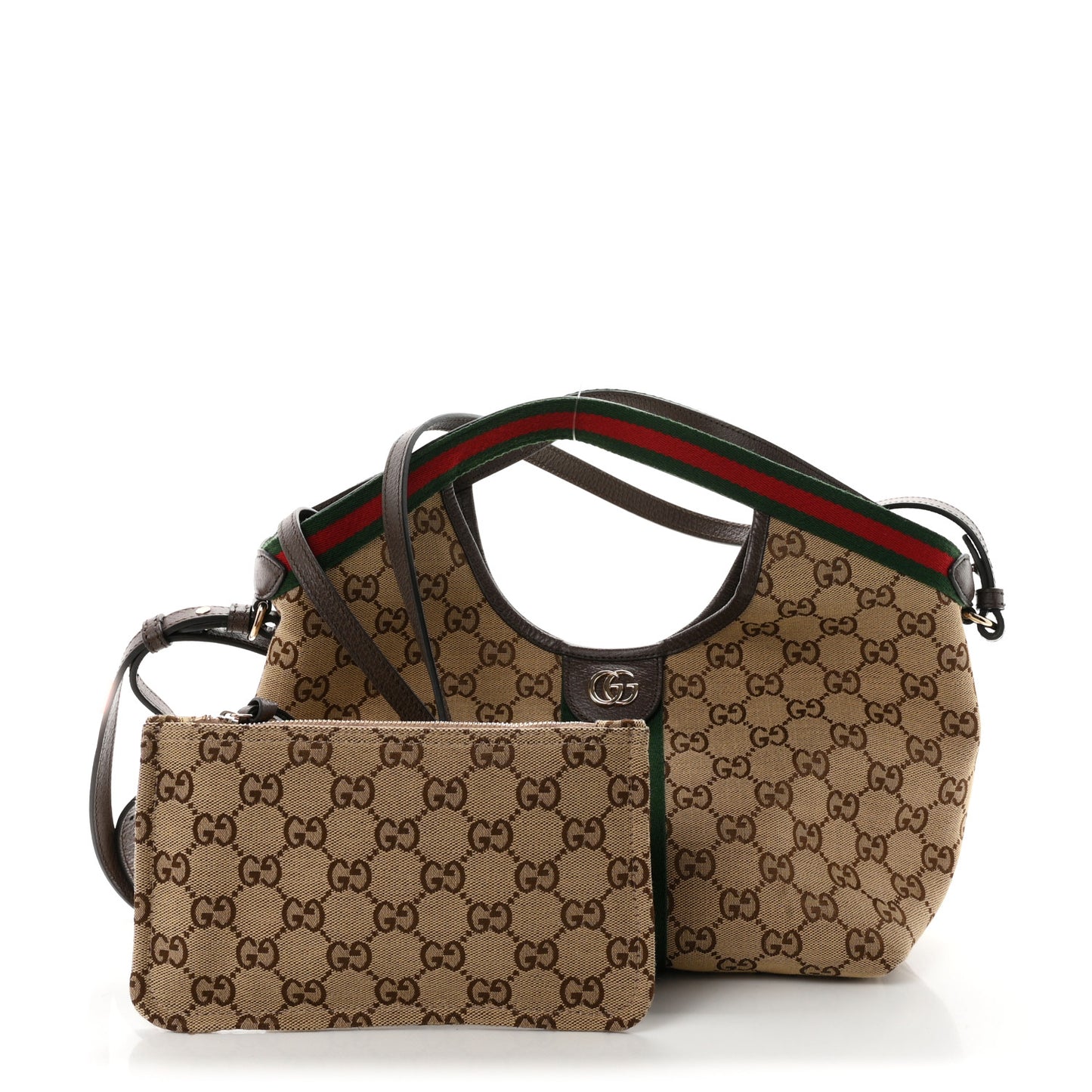 Monogram Web Small Giglio Tote Beige Dark Brown