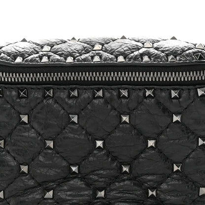 Valentino Garavani Craquele Nappa Rockstud Spike Belt Bag Black 7 of 10