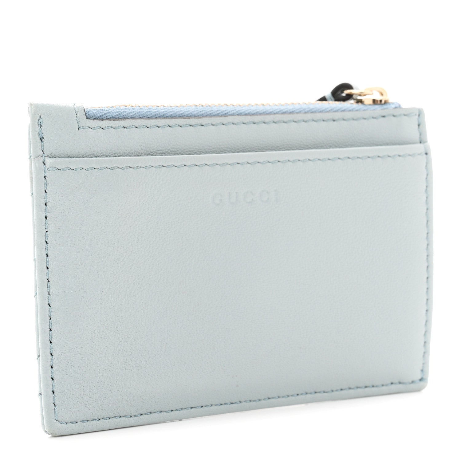 Gucci Lambskin Matelasse GG Marmont Zip Key Pouch Light Blue 3 of 7