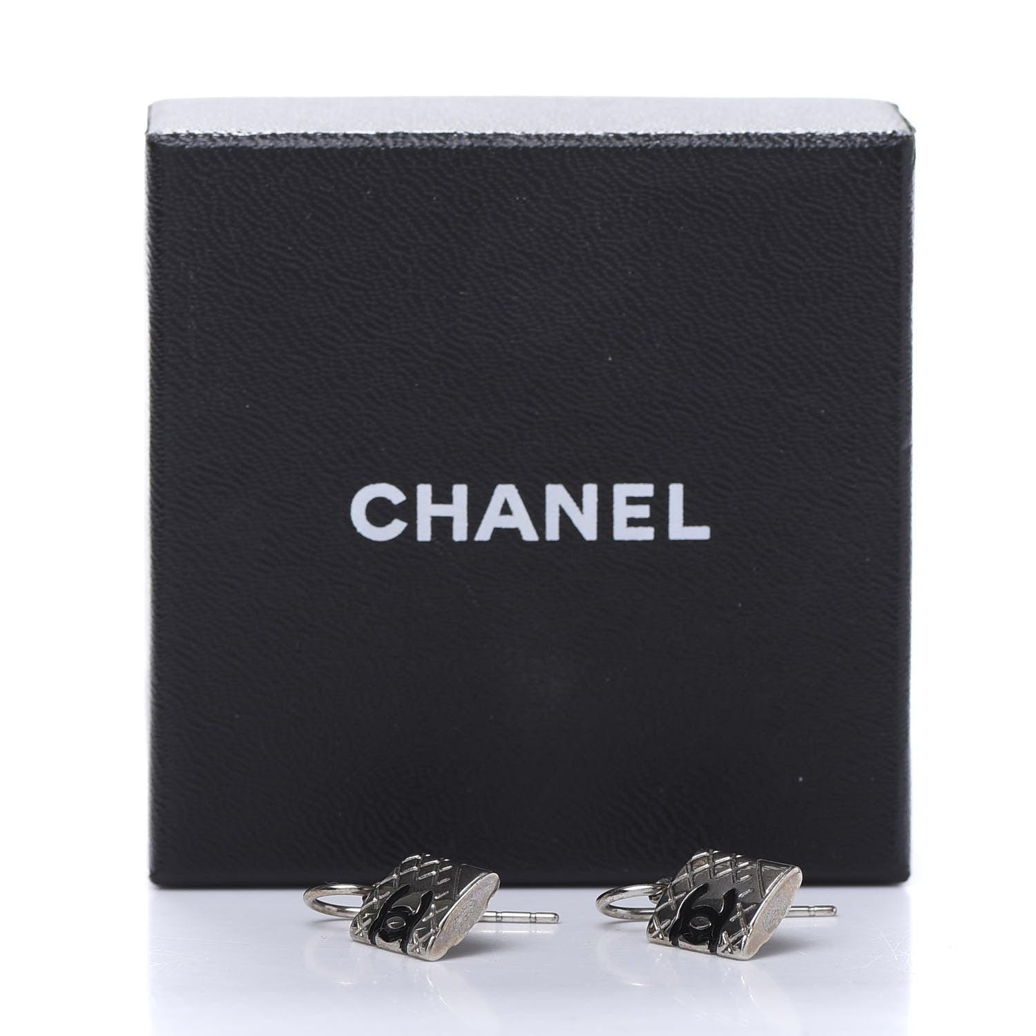 Chanel CC Cambon Drop Earrings Silver 5 of 5