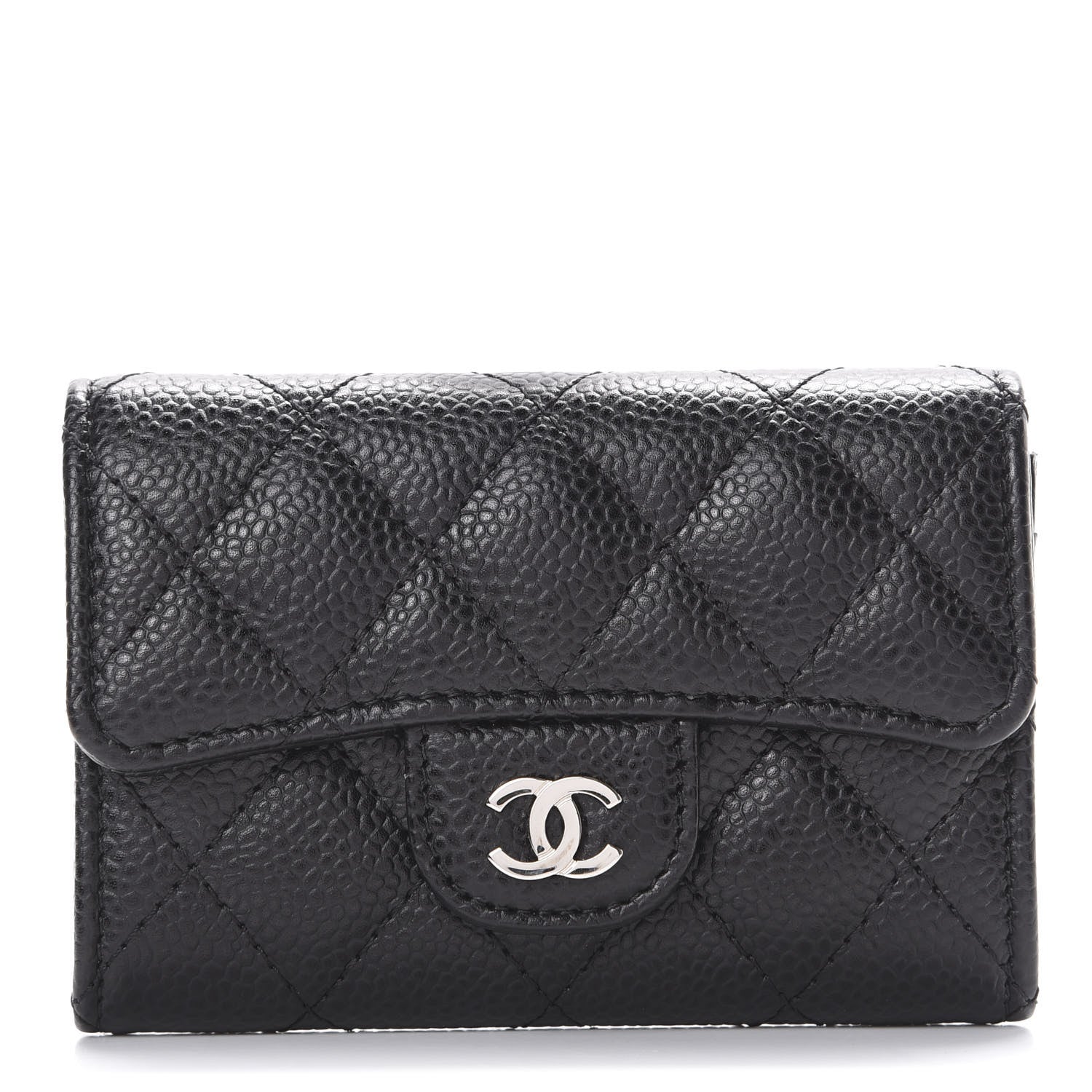 Chanel Caviar Quilted Flap Card Holder Wallet Black 1 of 7