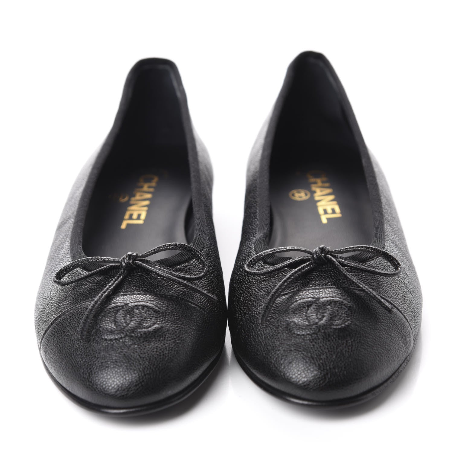Chanel Caviar CC Cap Toe Ballerina Flats 38.5 Black 2 of 10