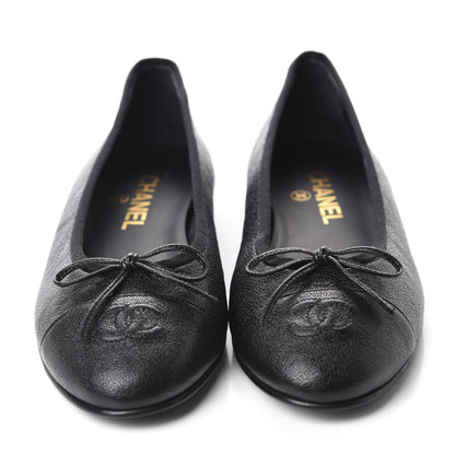 Chanel Caviar CC Cap Toe Ballerina Flats 38.5 Black 2 of 10