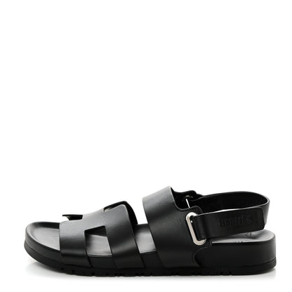 Hermes Calfskin Womens Takara Sandals 38 Black 1 of 9