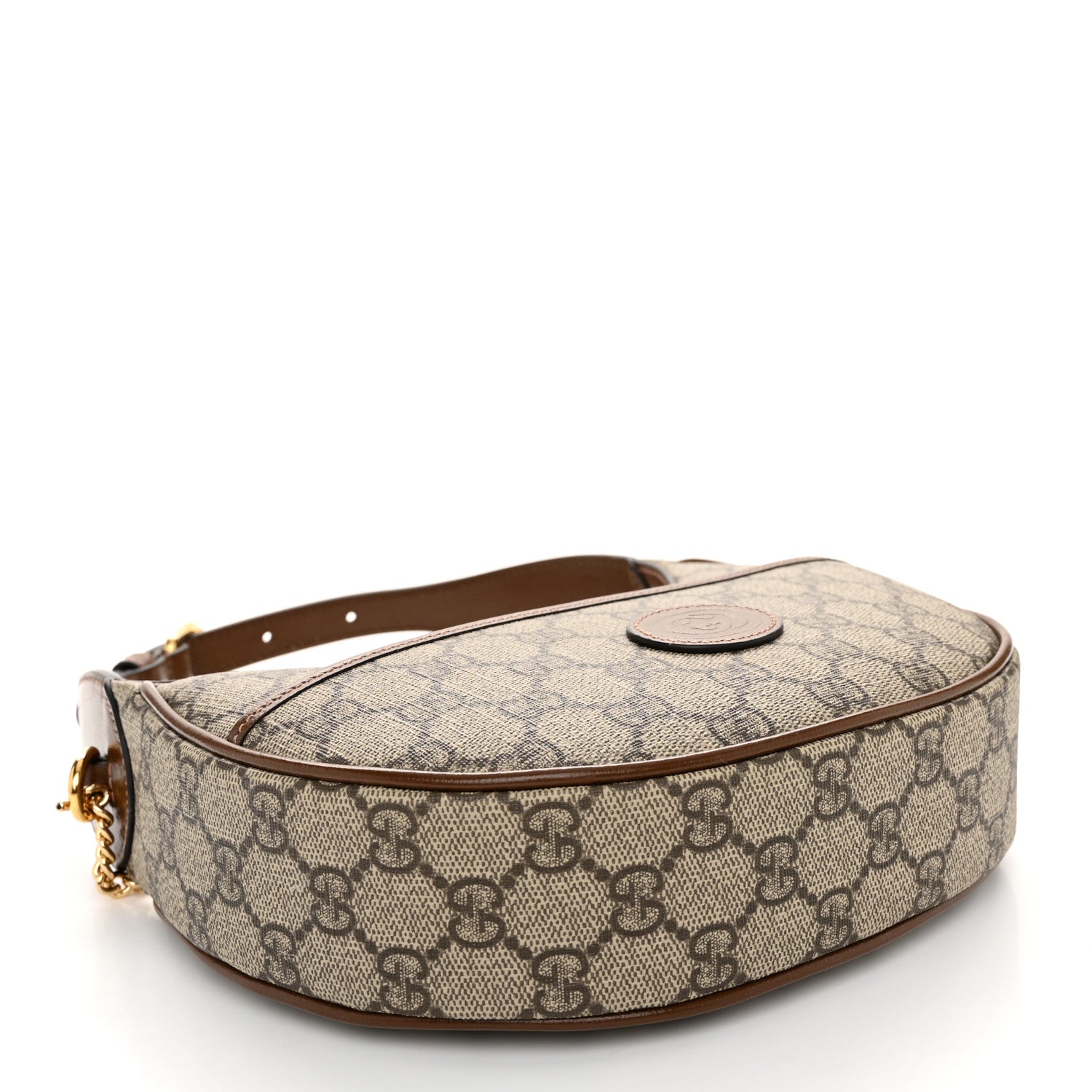 Gucci GG Supreme Monogram Azalea Calfskin Mini Retro Interlocking G Half Moon Bag Beige Ebony Brown Sugar 4 of 10