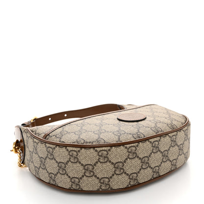 Gucci GG Supreme Monogram Azalea Calfskin Mini Retro Interlocking G Half Moon Bag Beige Ebony Brown Sugar 4 of 10