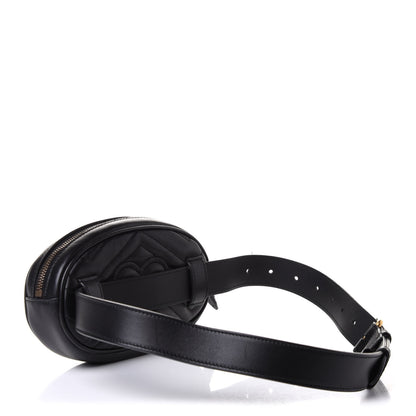 Gucci Calfskin Matelasse GG Marmont Belt Bag 75 30 Black 3 of 10
