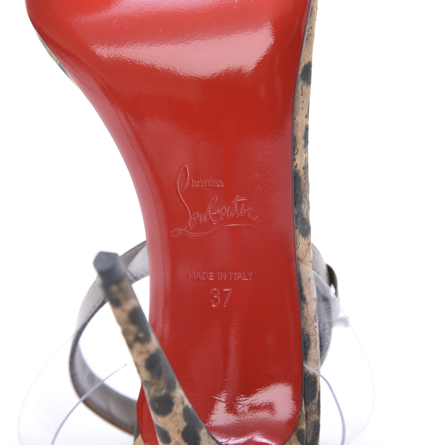 Christian Louboutin Shiny Nappa PVC Leopard Jonatina 100 Sandals 37 Brown 7 of 9