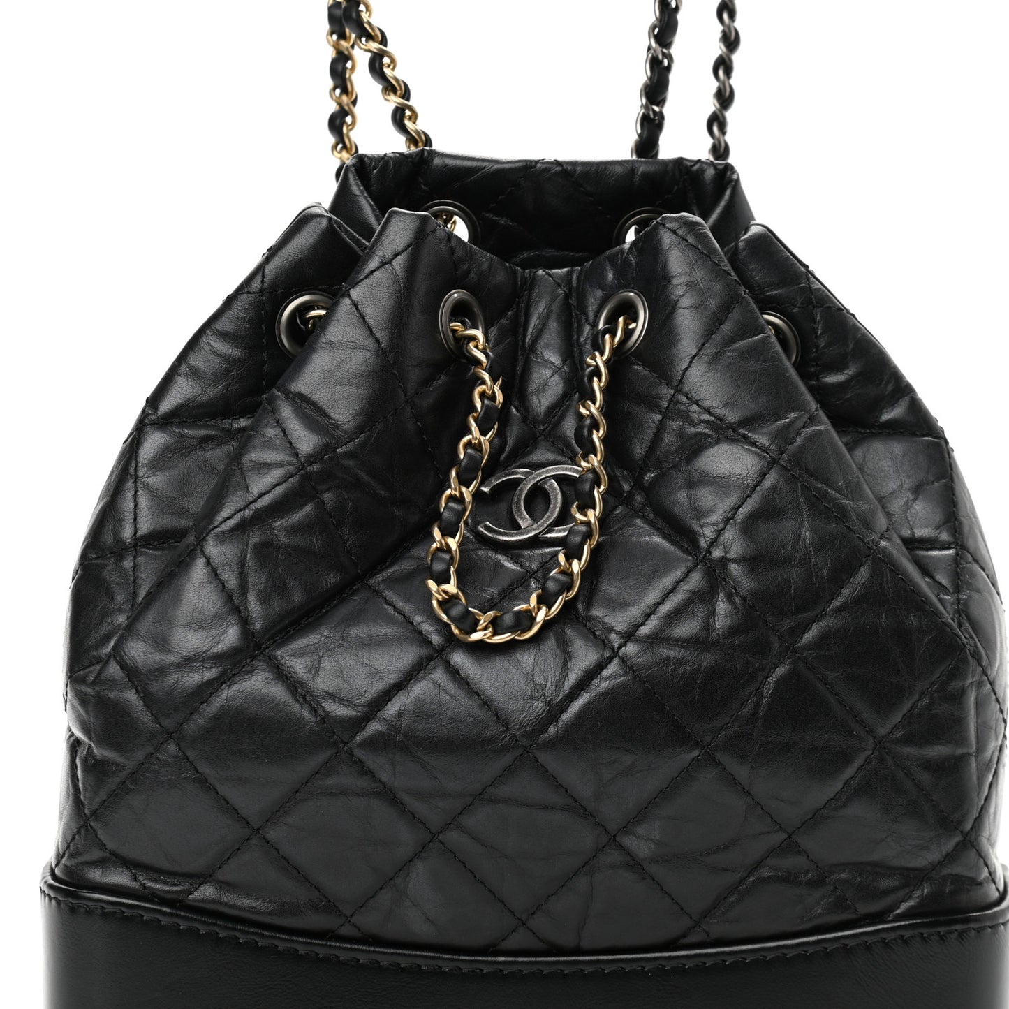 Aged Calfskin Quilted Small Gabrielle Backpack Black