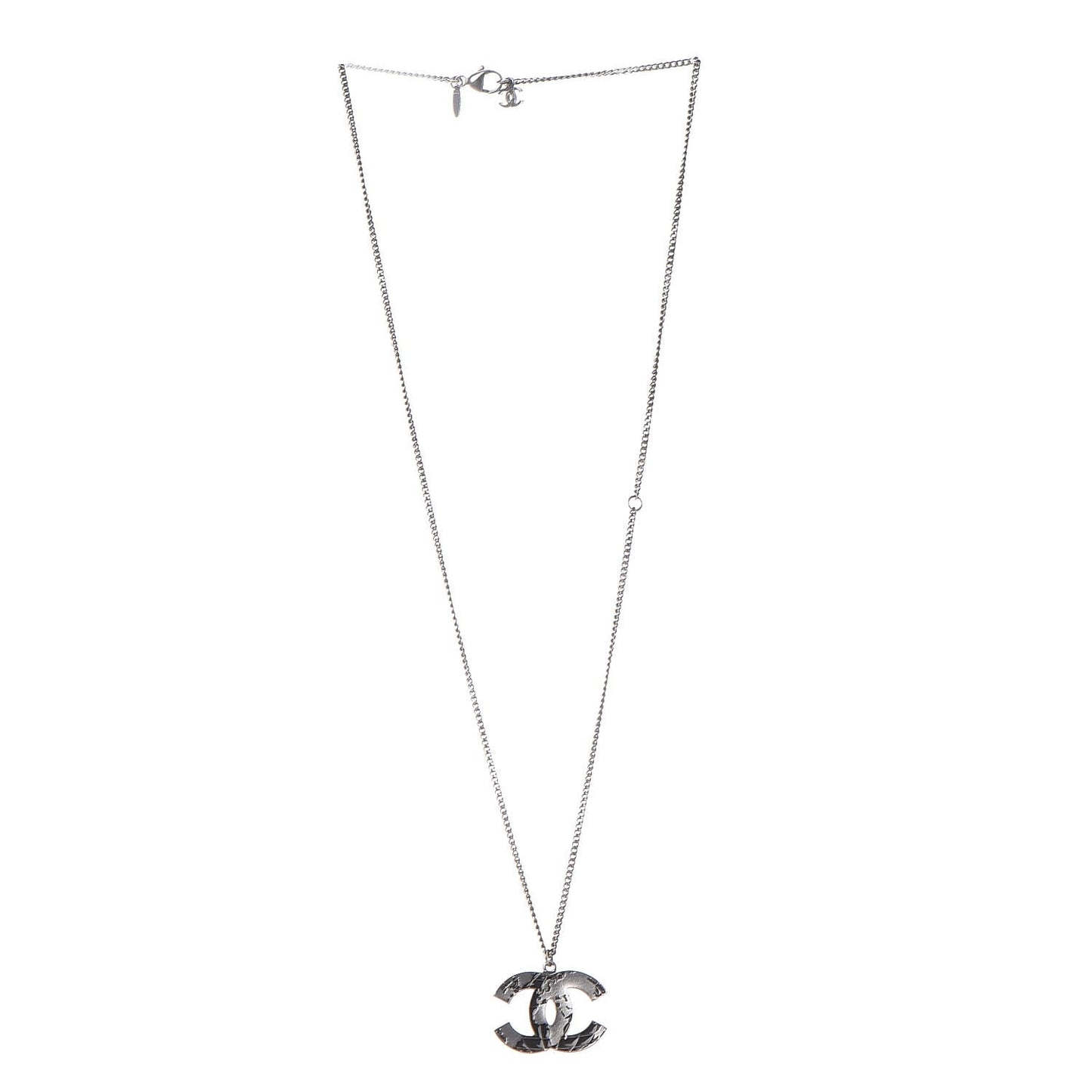 Enamel Map CC Pendant Necklace Dark Silver