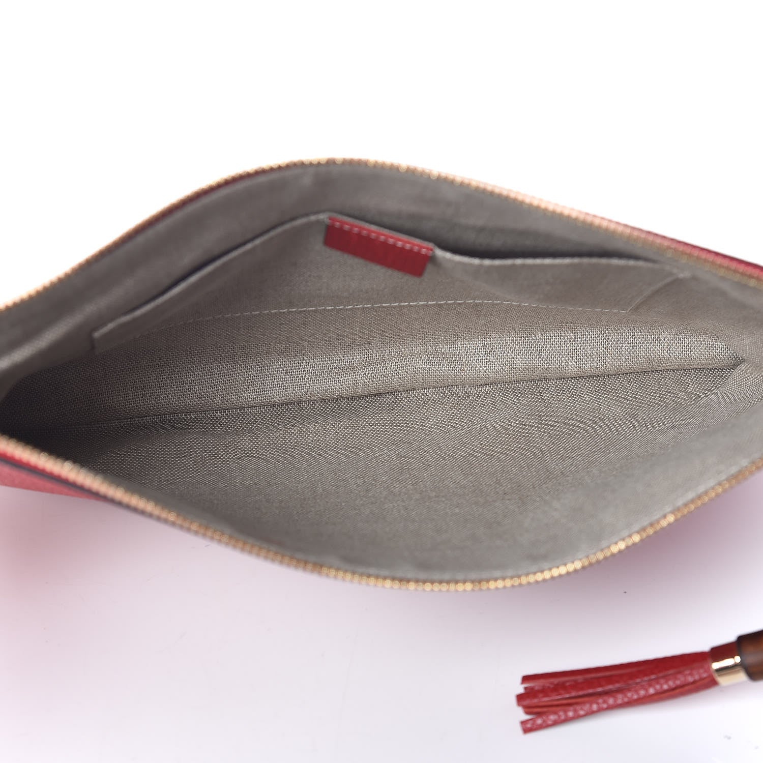 Gucci Calfskin Large Bamboo Clutch Red 5 of 9