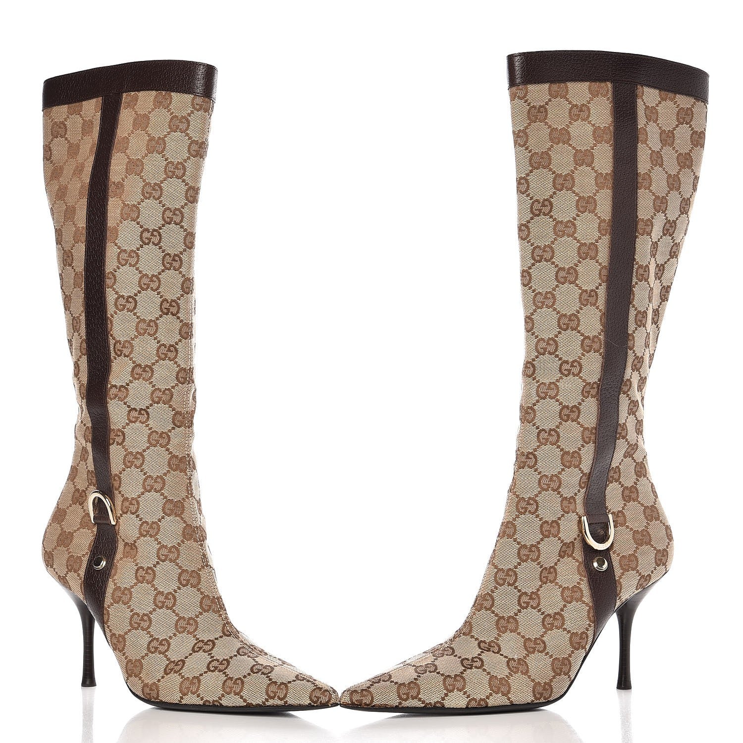 Gucci Monogram D Ring Tall Boots 8 Brown 10 of 11