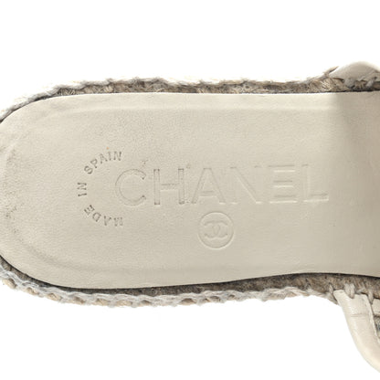 Chanel Mesh Grosgrain CC Espadrilles Mule 36 Beige Black 6 of 15