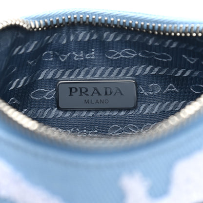 Prada Nylon Drill Logo Embroidered Re-Edition 2005 Shoulder Bag Celeste White 5 of 11
